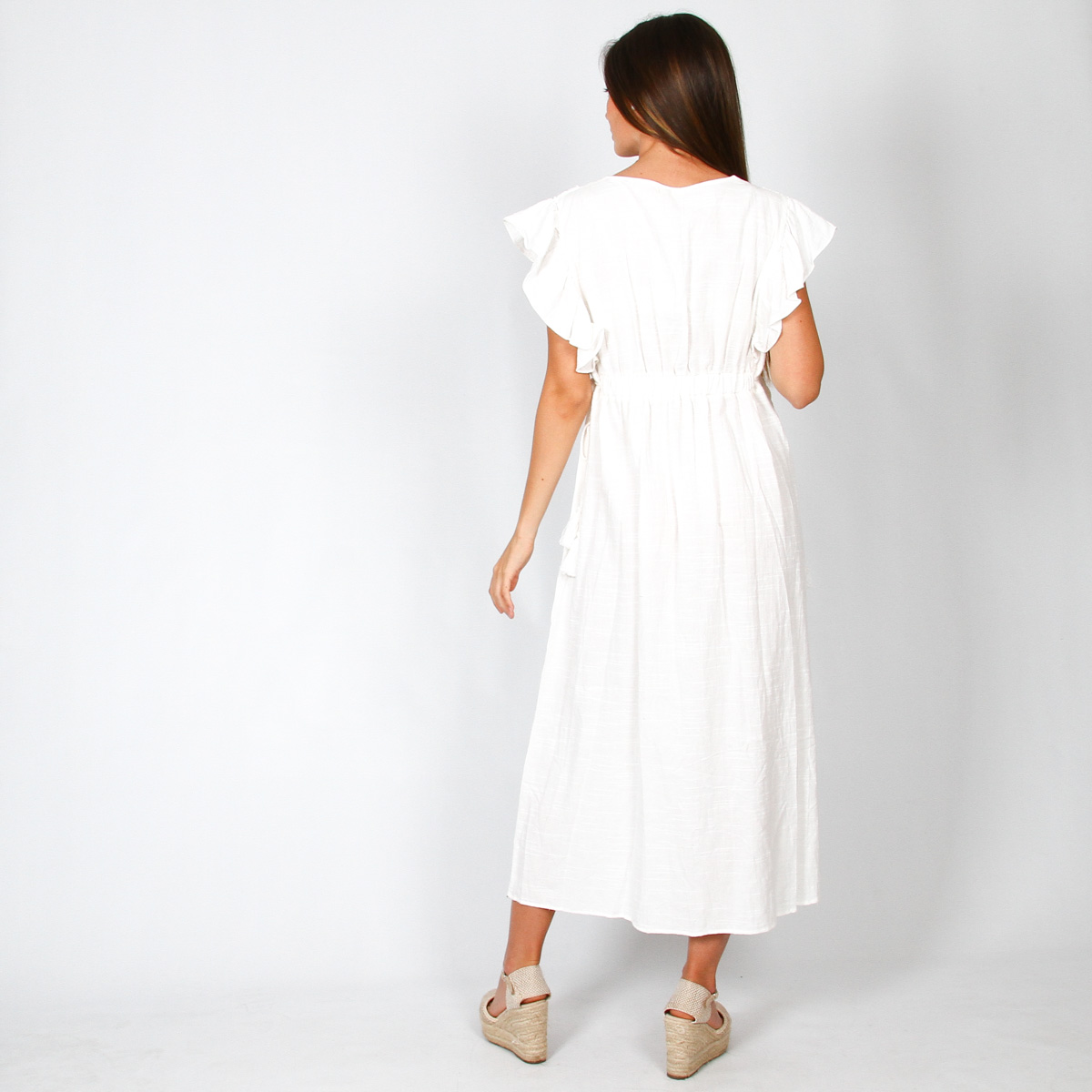 C012-3 Vestido Largo Blanco Ibicenco - Imagen 4