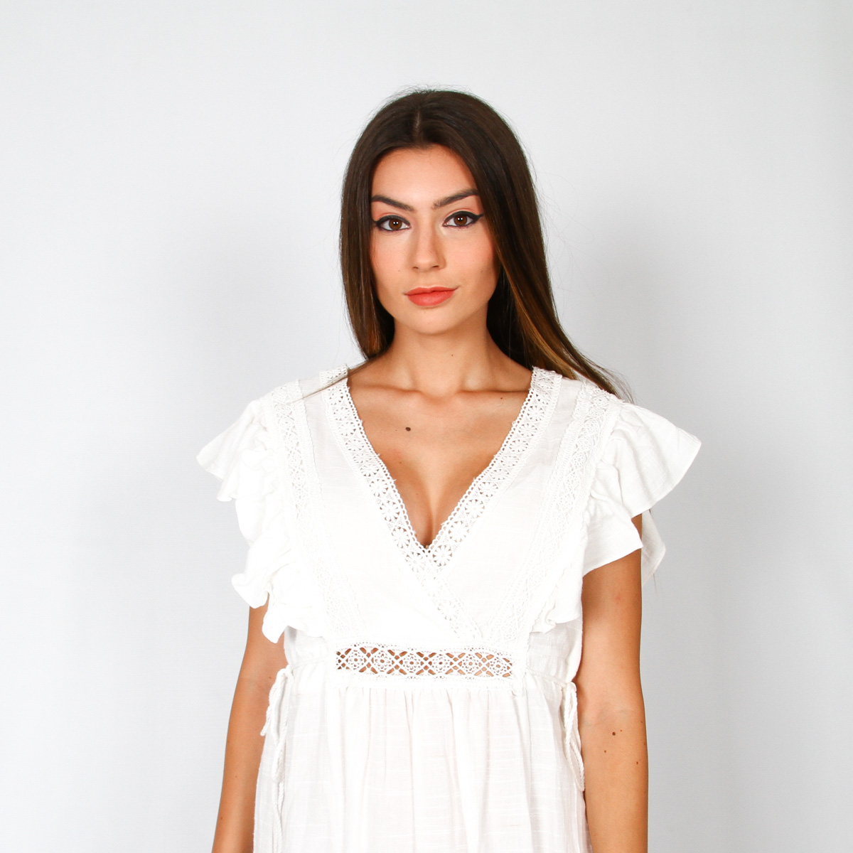 C012-4 Vestido Largo Blanco Ibicenco - Imagen 2