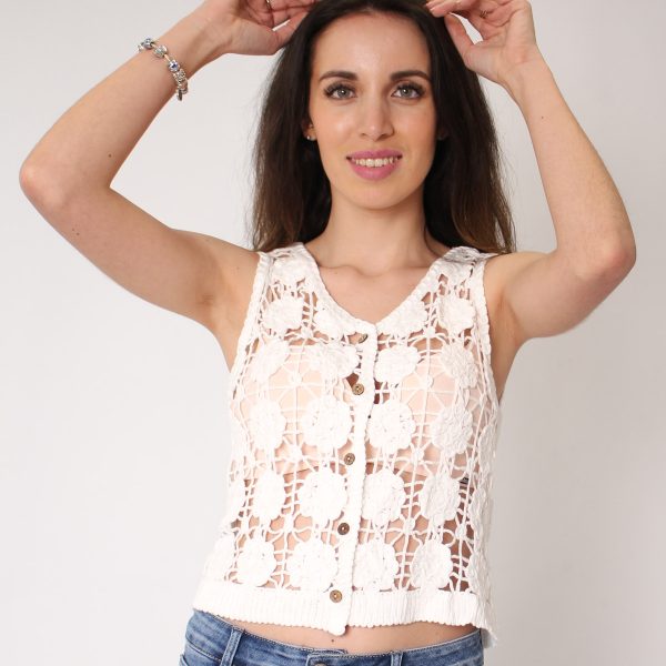Chaleco Botones Crochet Ibicenco
