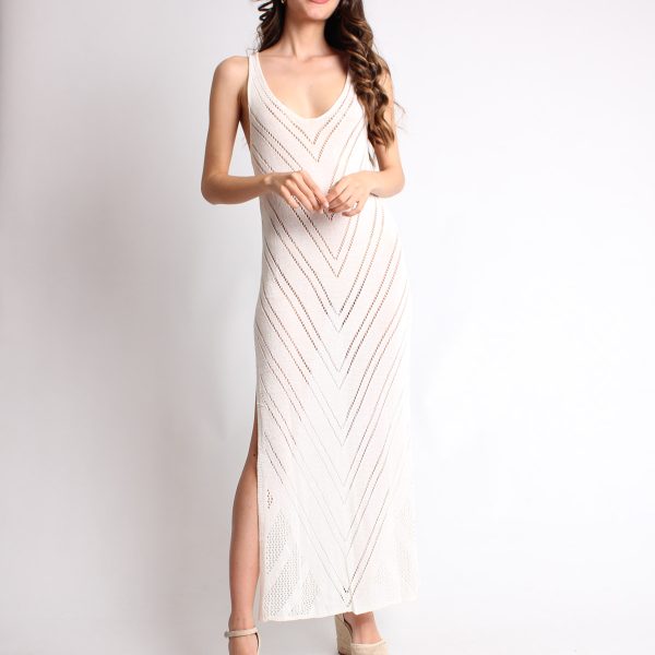 Vestido Largo Calado Pico