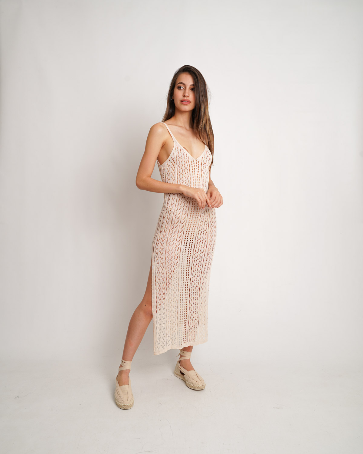 CR-998-10 Vestido Largo Tirantes Abertura - Imagen 1