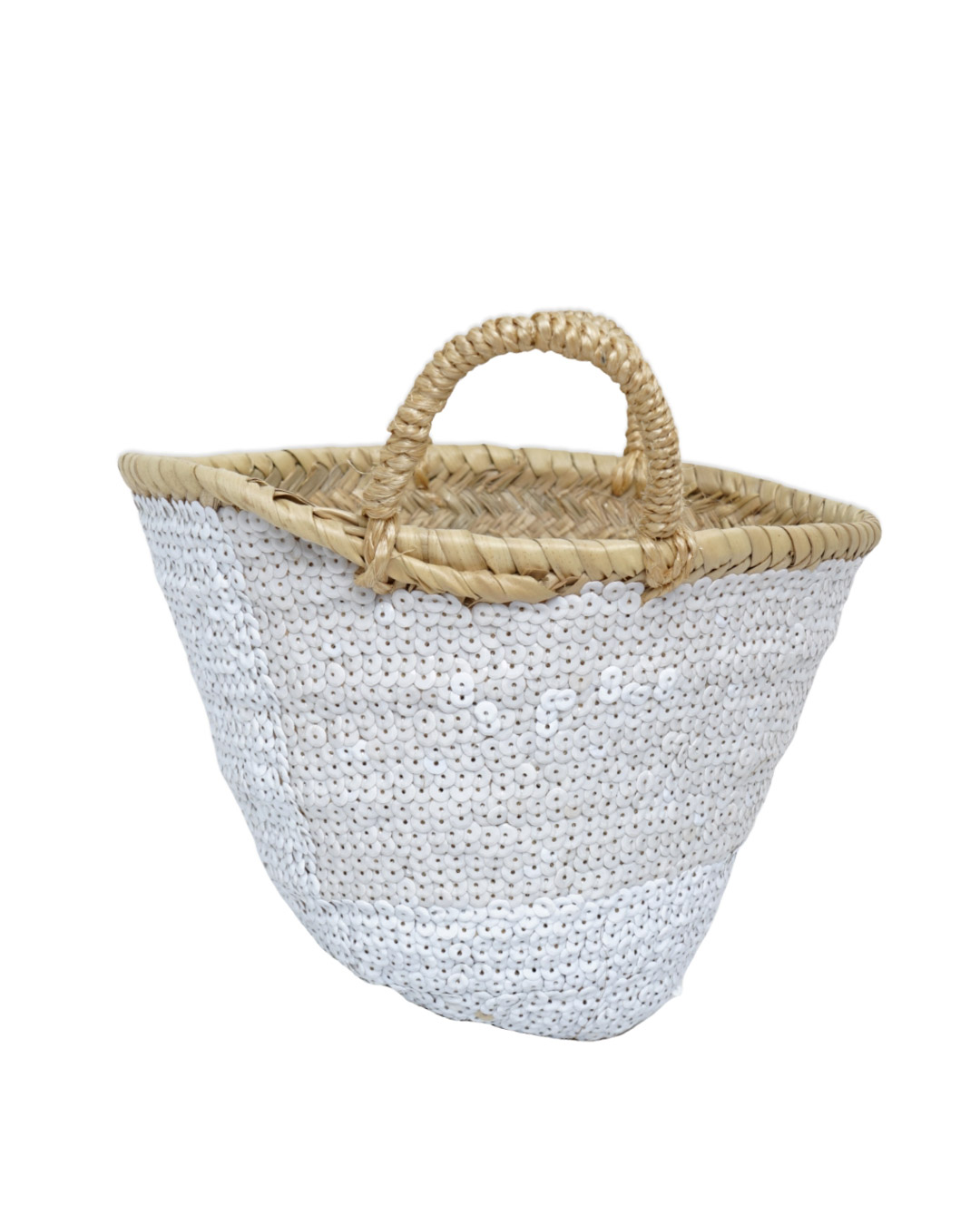 MRBL-Y29-11 Capazo de Palma Pequeño Blanco Corazón Azul - Imagen 5