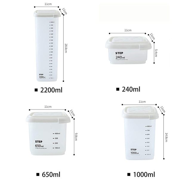Set de 4 Recipientes Herméticos Apilables - Recipientes con Medidor - 4 Recipientes Varias Medidas