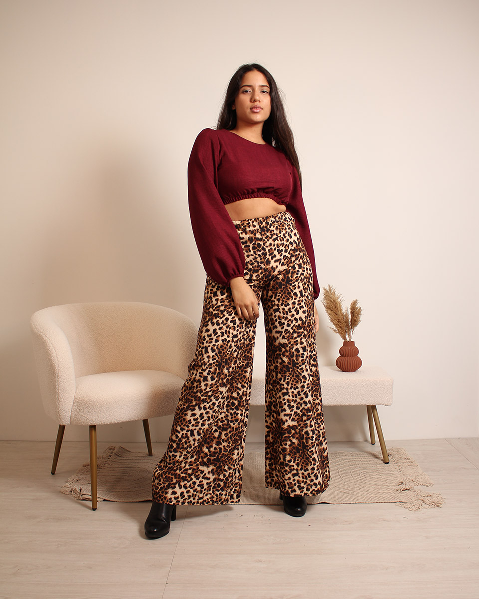 Pantalon-palazzo-animal-print-MB1985B_3 Pantalones Animal Print Palazzo - Imagen 1