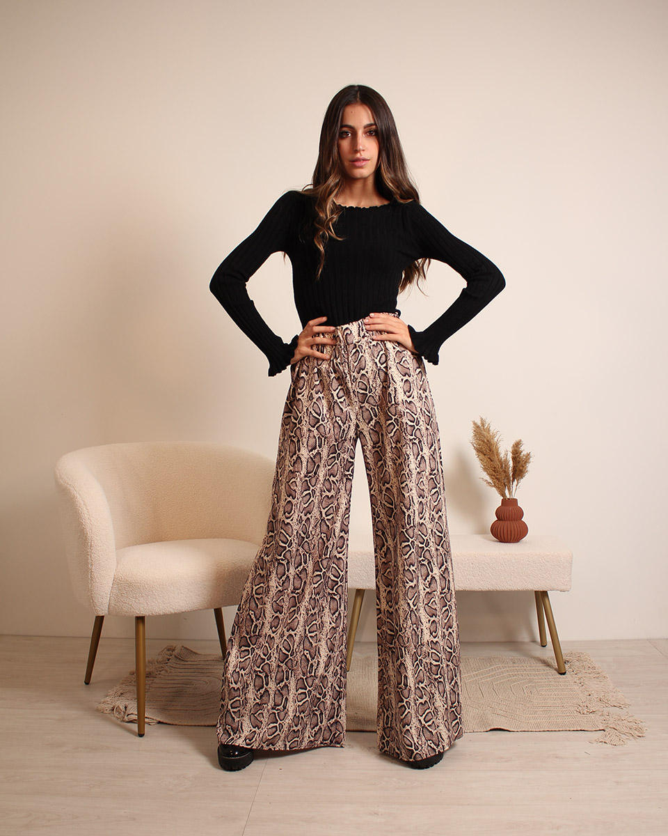 Pantalon-palazzo-animal-print-serpiente-MB1985B_2 Pantalones Animal Print Palazzo - Imagen 2