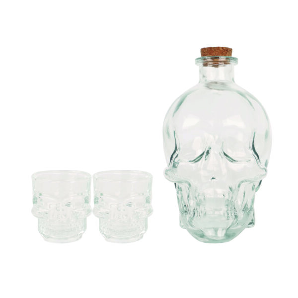 Licorera con Forma de Calavera - 2 Vasos de Chupitos