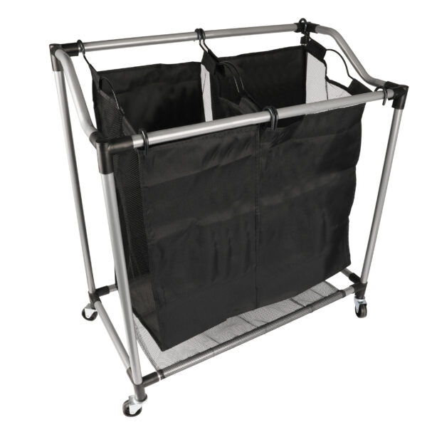 Carrito de Lavandería - 2 Bolsas Extraíbles - Carrito con Ruedas