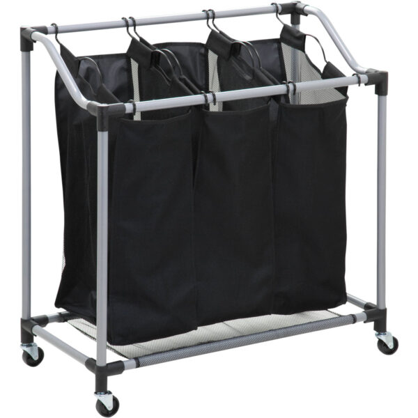 Carrito de Lavandería - 3 Bolsas Extraíbles - Carrito con Ruedas