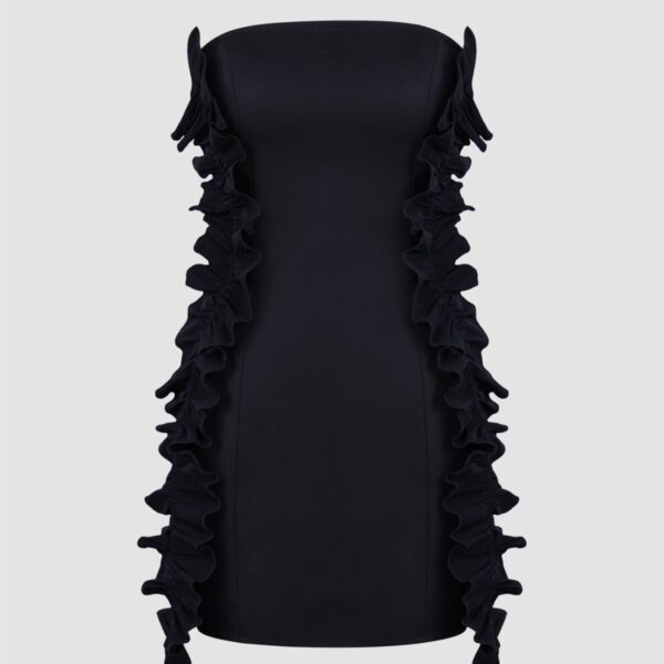 Vestido Corto Negro Detalle Volantes