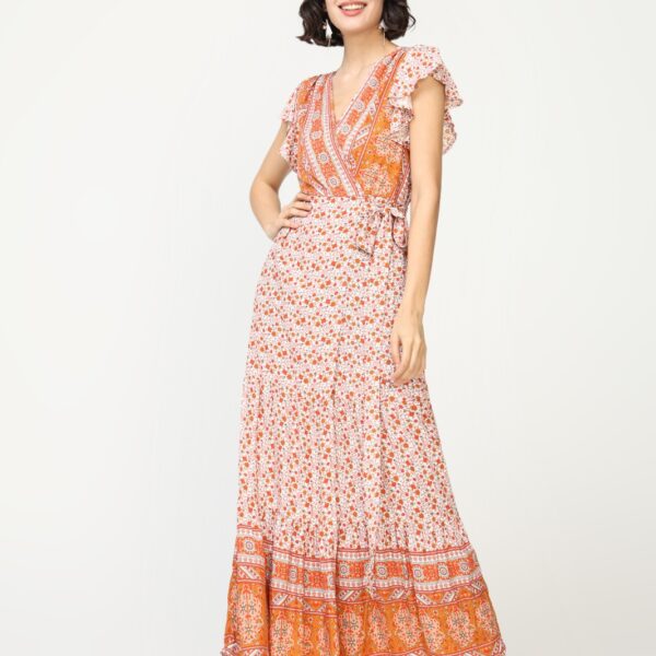 Vestido Largo Étnico Naranja