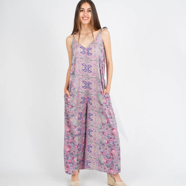 Mono Largo Tirantes Seda Estampado Flores