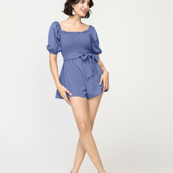 Mono Corto Liso  Manga Corta  Nido de Abeja Cinturon