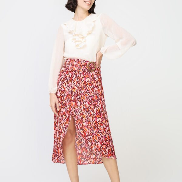 Falda Abertura Manchas Rosas