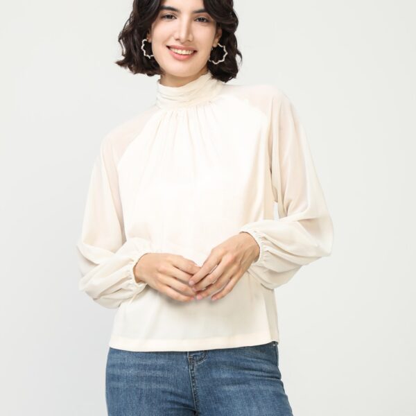 Blusa Blanca Manga Abullonada