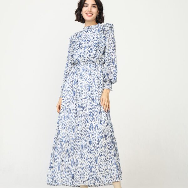 Vestido Largo Manchas Azules