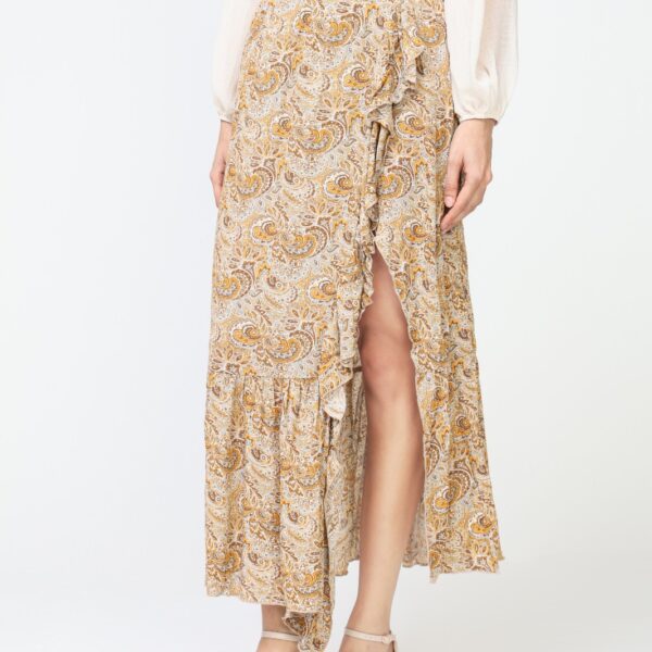 Falda Larga Paisley Marrón Abertura