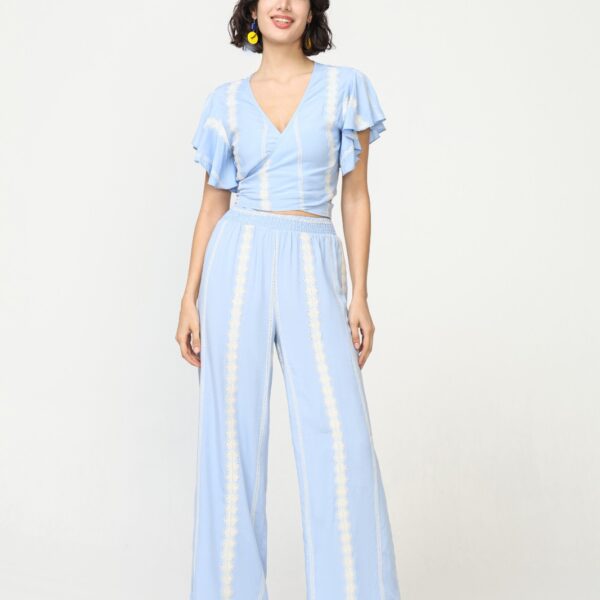 Pantalón Ancho Azul  Cintura Elástica