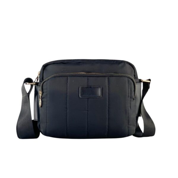 Bolso Bandolera Negra Cuadrado Acolchado