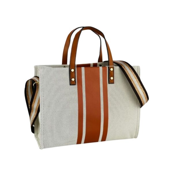 Bolso Mediano Cuadrado Canvas Marrón