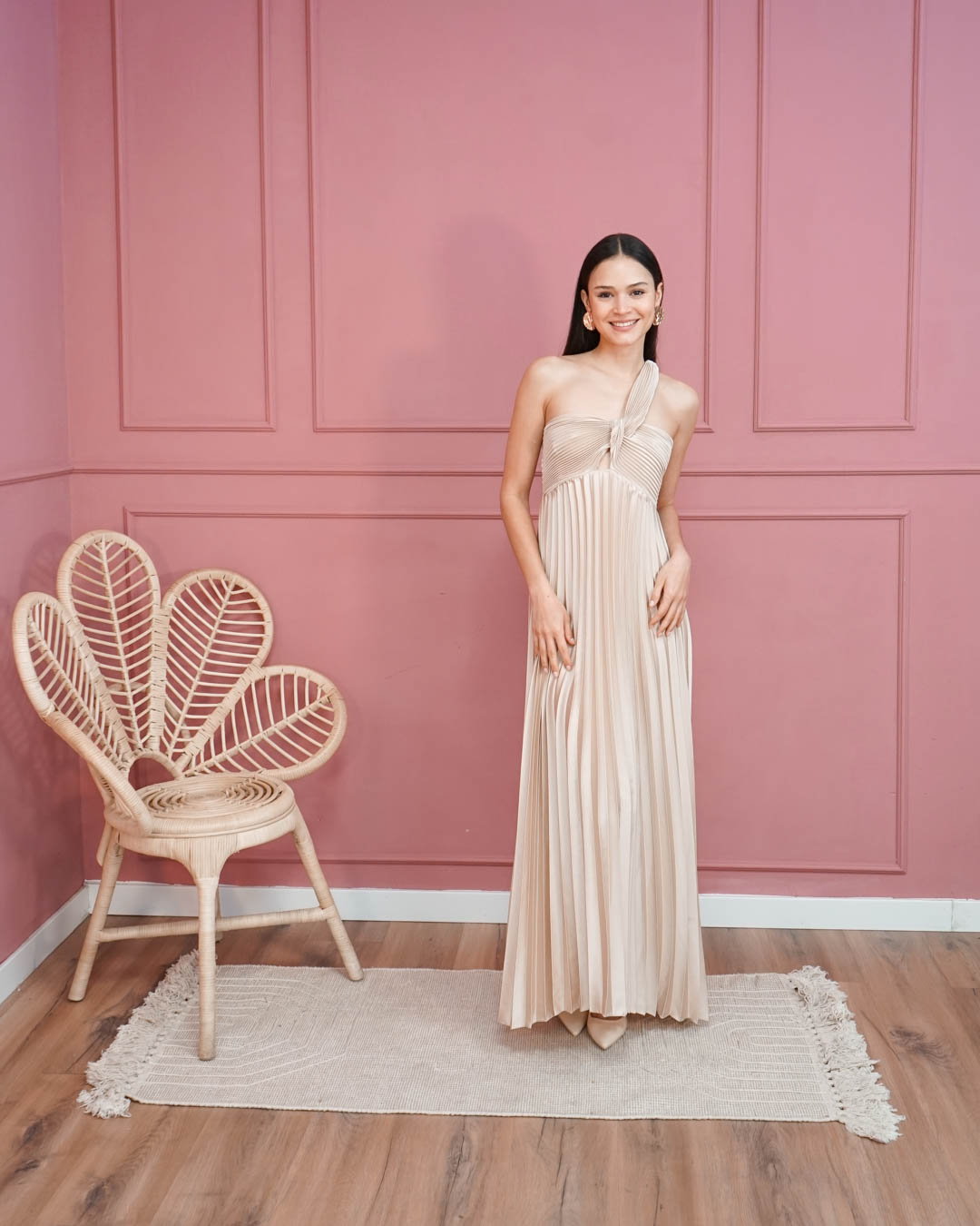 RY-6540BEIGE-2 Vestido Azalea Plisado Beige - Imagen 6