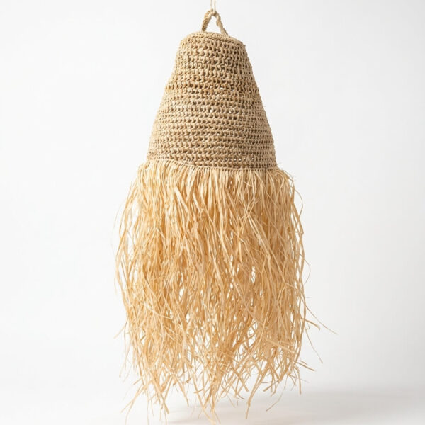 Lampara de Palma trenzada con flecos 1