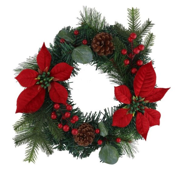 Corona de Navidad con Flores Rojas
