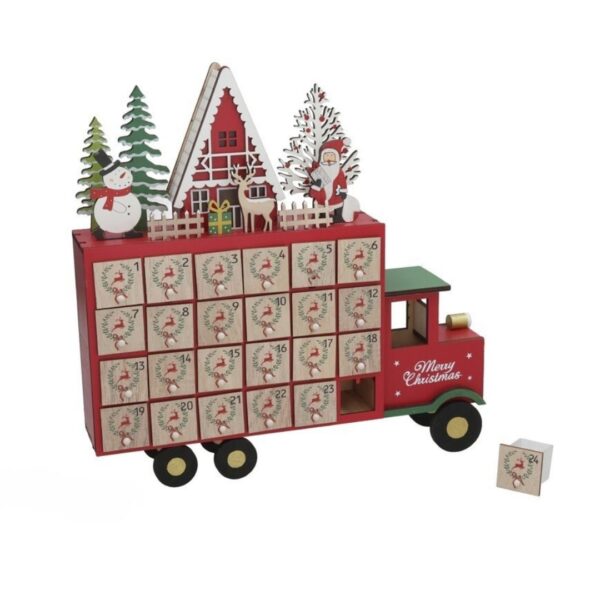 Calendario de Adviento Madera - Camión Rojo